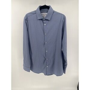 Mizzen Main Shirt Mens Medium Trim Fit Long Sleeve Button Up Blue Leeward